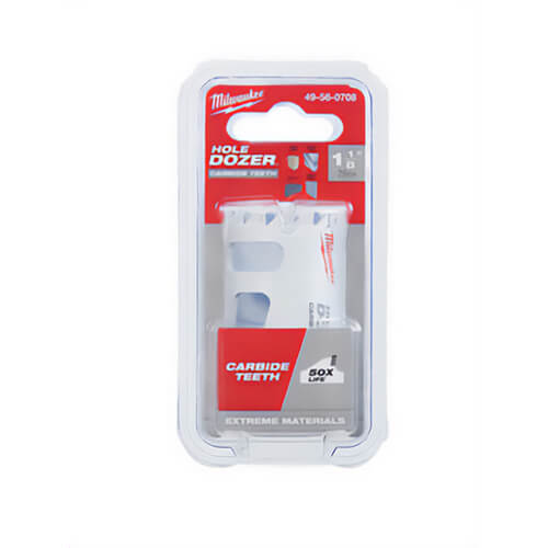 Milwaukee® Hole Dozer™  49-56-0708 Hole Saw, 1-1/8 in dia, 1.62 in D Cutting, Carbide Cutting Edge, 1/2-20 Arbor