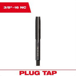 Milwaukee® 49-57-5148 Straight Flute Plug Tap, 3/8 in - 16 NC