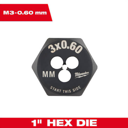 Milwaukee® 49-57-5310 Metric 1 in Hex Threading Die, M3 x 0.60 mm