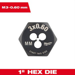 Milwaukee® 49-57-5310 Metric 1 in Hex Threading Die, M3 x 0.60 mm