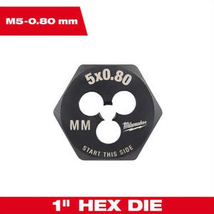 Milwaukee® 49-57-5329 Metric 1 in Hex Threading Die, M5 x 0.80 mm