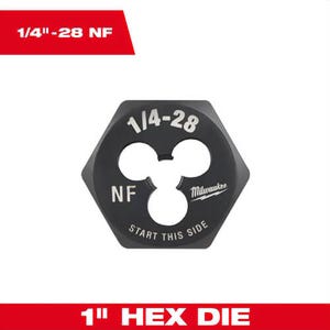 Milwaukee® 49-57-5338 SAE 1 in Hex Threading Die, 1/4 in - 28 NF