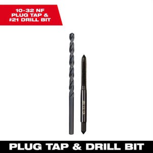 Milwaukee® 49-57-5527 Straight Flute Plug Tap and #21 Drill Bit, #10 - 32 NF