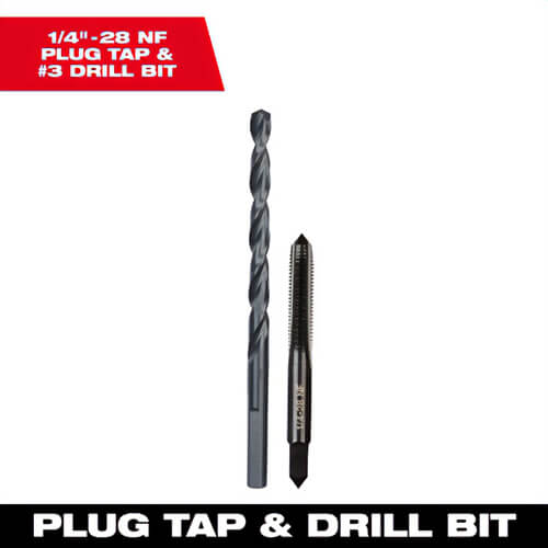 Milwaukee® 49-57-5538 Straight Flute Plug Tap and #3 Drill Bit, 1/4 in - 28 NF