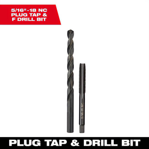 Milwaukee® 49-57-5542 Straight Flute Plug Tap and F Drill Bit, 5/16 in - 18 NC