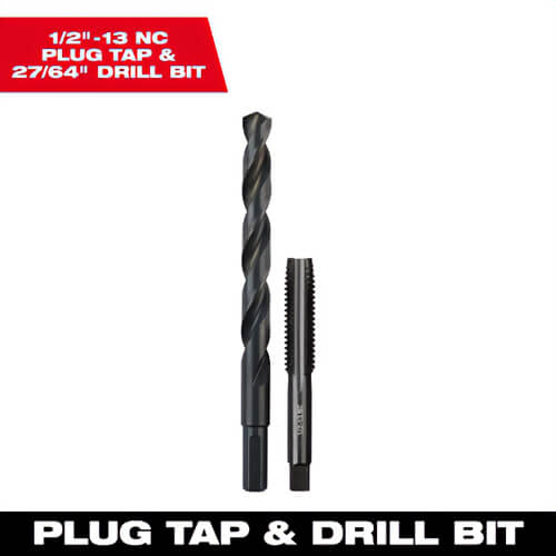 Milwaukee® 49-57-5560 Straight Flute Plug Tap and 27/64 in Drill Bit, 1/2 in - 13 NC