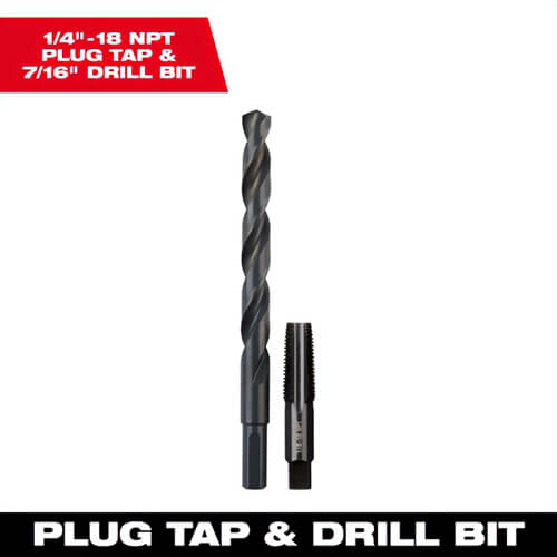 Milwaukee® 49-57-5591 Straight Flute Plug Tap and 7/16 in Drill Bit, 1/4 in - 18 NPT
