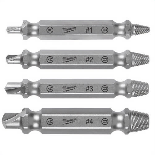 Milwaukee® 49-57-9001 M2 Screw Extractor Set, 4 pc, for use with Sizes No 4, No 24 Screws, Drill Drivers, Steel