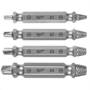 Milwaukee® 49-57-9001 M2 Screw Extractor Set, 4 pc, for use with Sizes No 4, No 24 Screws, Drill Drivers, Steel