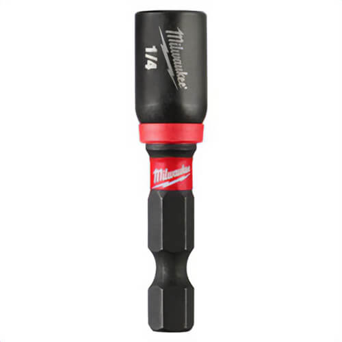 Milwaukee® 49-66-0502 ShockWave™ Impact Duty™ Magnetic Impact Nut Driver, 1/4 in Chamfered Edge Point, 1-7/8 in OAL, 1/4 in, Steel