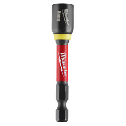 Milwaukee® 49-66-0708 ShockWave™ Impact Duty™ Magnetic Impact Nut Driver, 8 mm Chamfered Edge Point, 2-9/16 in OAL, 1/4 in, Steel