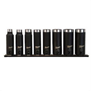 Milwaukee® Shockwave™ 49-66-4419 Deep Well Impact Socket Set, ASME B107.2:2002, 6 Points, 3/8 in Drive, 8 pc