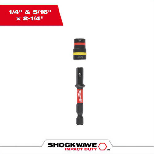 Milwaukee® 49-66-4542 ShockWave™ Impact Duty™ Quik-Clear™ 2-in-1 Magnetic Nut Driver, 1/4 in and 5/16 in