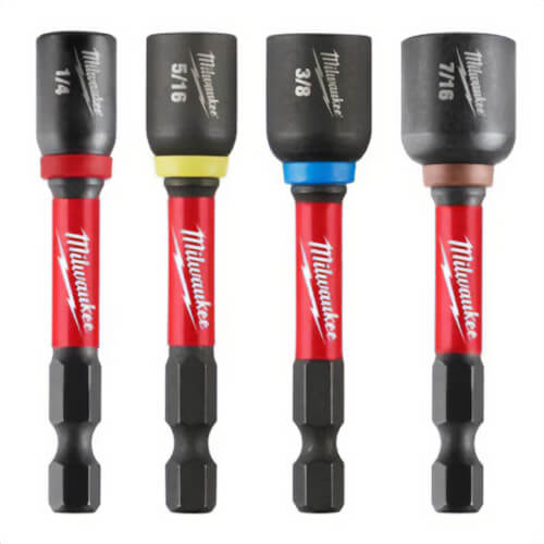 Milwaukee® 49-66-4566 ShockWave™ Impact Duty™ Magnetic Nut Driver, Alloy Steel, 1-7/8, 2-9/16, 6 in Hex, 4 pc