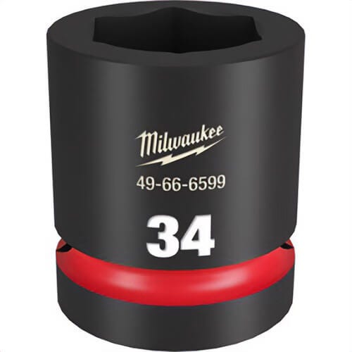 Milwaukee® 49-66-6599 ShockWave™ Impact Duty™ Socket, 1 in Hex Drive, 34 mm Standard Socket, 6 Points
