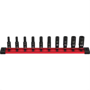 Milwaukee® 49-66-7001 ShockWave™ Impact Duty™ Deep Socket Set, ASME Specified, 6 Points, 1/4 in Drive, 10 pc, Hex