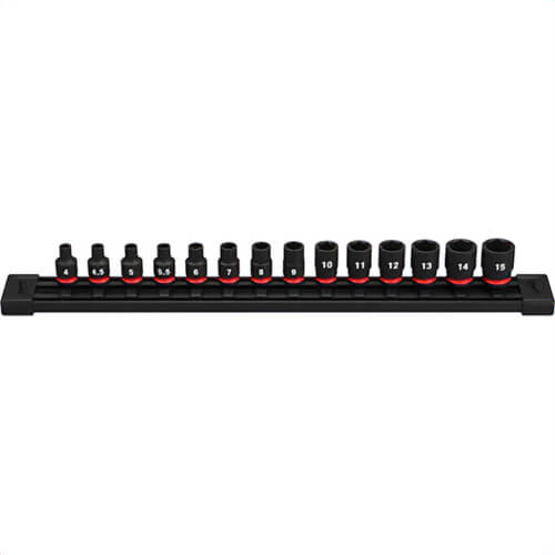 Milwaukee® 49-66-7002 ShockWave™ Impact Duty™ Standard Socket Set, ASME Specified, 6 Points, 1/4 in Drive, 14 pc