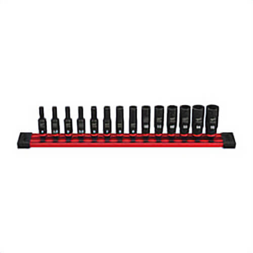 Milwaukee® Shockwave™ Impact Duty™ 49-66-7003 Deep Socket Set, ASME Specified, 6 Points, 1/4 in Drive, 14 pc, Hex
