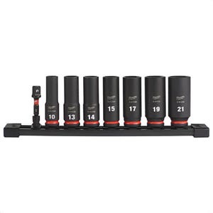 Milwaukee® 49-66-7021 ShockWave™ Impact Duty™ Deep Socket Set, ASME Specified, 6 Points, 3/8 in Drive, 8 pc, Hex