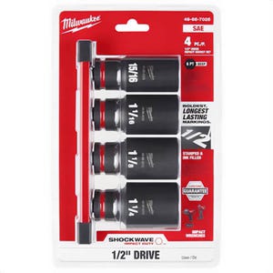 Milwaukee® 49-66-7026 ShockWave™ Impact Duty™ SAE Deep 6-Point Socket Set, 1/2 in Drive, 4 pc