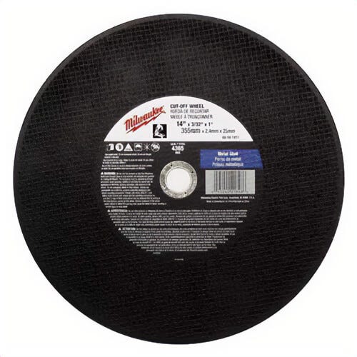 Milwaukee® 49-94-1270 General Purpose Cutting Wheel, 12 in dia x 1/8 in thick, 20 mm Center Hole, A24R Grit