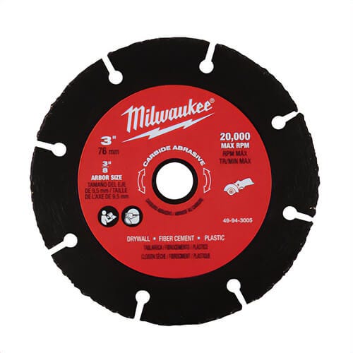 Milwaukee® 49-94-3005 Cut-Off Wheel, 3 in dia x 0.04 in thick, 3/8 in Center Hole, A60 Grit, Carbide Abrasive