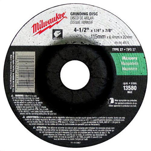 てば　1974年製　jumbo F-45 Milwaukee® 49-94-4570 Type 27 Reinforced Grinding Disc