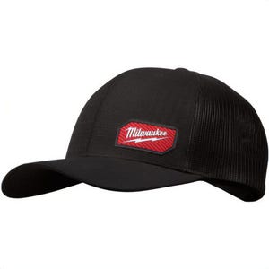 Milwaukee® 505B Gridiron™ Snapback Trucker Hat, Curved Visor, Ripstop Polyester, 3-1/2 in Crown, Black, One-Size