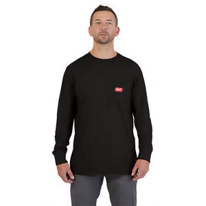 Milwaukee® 606BS Gridiron™ Pocket Long Sleeve T-Shirt, Black, S