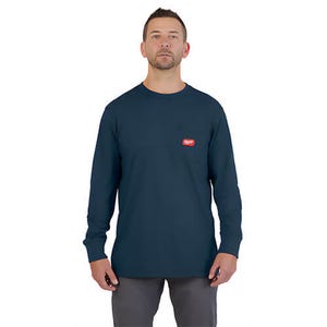 Milwaukee® 606BLXL Gridiron™ Pocket Long Sleeve T-Shirt, Blue, XL