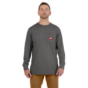 Milwaukee® 606GXL Gridiron™ Pocket Long Sleeve T-Shirt, Gray, XL
