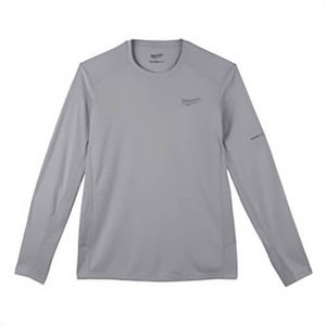 Milwaukee® WorkSkin™ 415G-L Lightweight Long Sleeve Round Neck Performance T-Shirt, Men's, L, Gray, Polyester