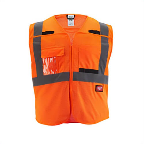 Milwaukee® 48-73-5125 Breakaway Mesh Safety Vest, Hi-Viz Orange, 600D Woven, Hook and Loop Closure, ANSI, S/M