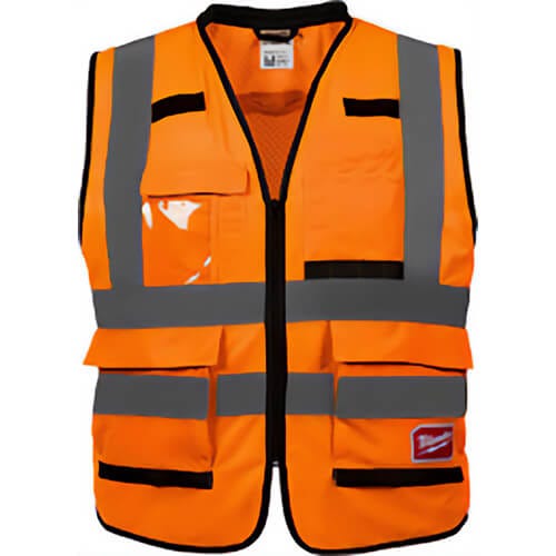 Milwaukee® 48-73-5091 Performance Safety Vest, Hi-Viz Orange, Polyester, Hook and Loop/Zipper Closure, ANSI and CSA, S/M