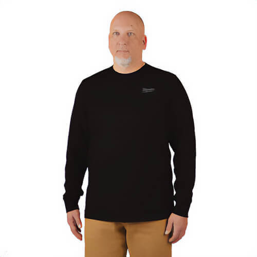 Milwaukee® 604BL Breathable Lightweight Long Sleeve Hybrid T-Shirt, Men's, L, Black, 13 in L