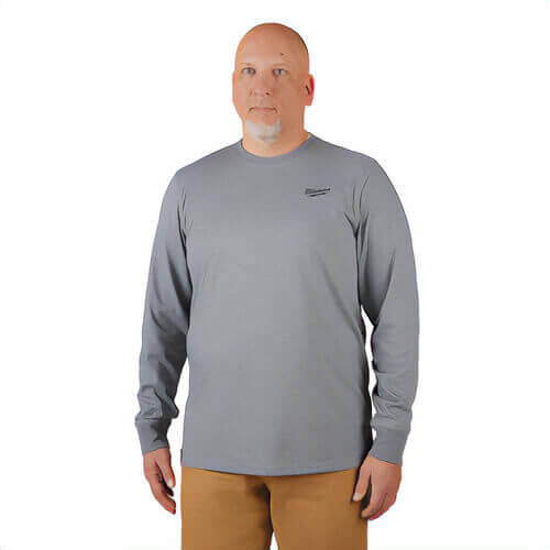 Milwaukee® 604GS Breathable Lightweight Long Sleeve Hybrid T-Shirt, Men's, S, Gray, 13 in L
