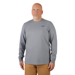 Milwaukee® 604GS Breathable Lightweight Long Sleeve Hybrid T-Shirt, Men's, S, Gray, 13 in L