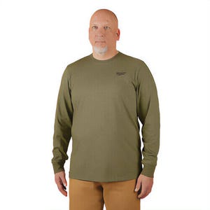 Milwaukee® 604GNS Breathable Lightweight Long Sleeve Hybrid T-Shirt, Men's, S, Green, 13 in L
