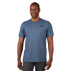 Milwaukee® 603BL2X Breathable Lightweight Short Sleeve Hybrid T-Shirt, Men's, 2XL, Blue, 13 in L
