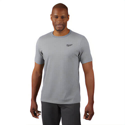 Milwaukee® 603G2X Breathable Lightweight Short Sleeve Hybrid T-Shirt, Men's, 2XL, Gray, 13 in L