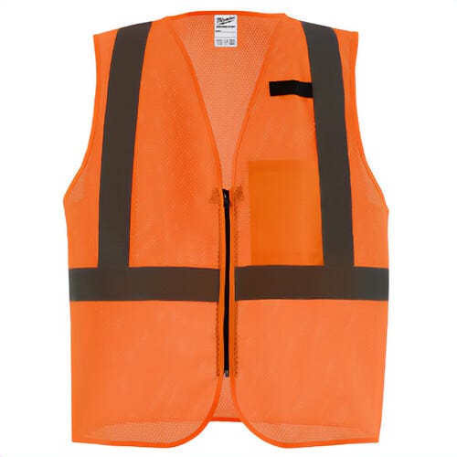Milwaukee® 48-73-2248 Class 2 Hi-Viz Mesh One Pocket Safety Vest, ANSI, Orange, 4xL/5XL
