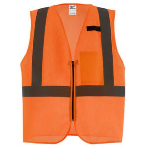 Milwaukee® 48-73-2248 Class 2 Hi-Viz Mesh One Pocket Safety Vest, ANSI, Orange, 4xL/5XL