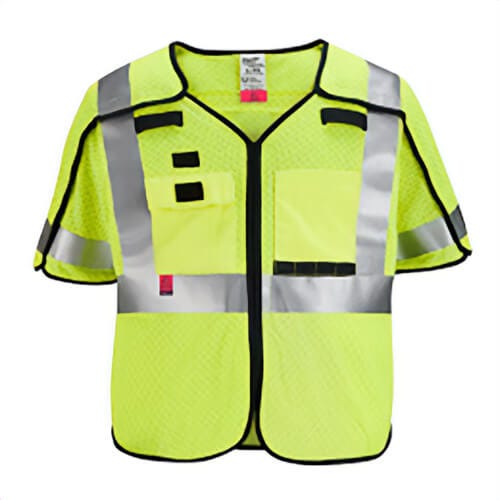 Milwaukee® 48-73-5231 Safety Vest, Yellow, Polyester, Hook and Loop Closure, 1 Pockets, S/M