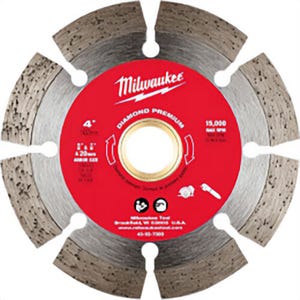 Milwaukee® 49-93-7025 16-Segment Premium Diamond Saw Blade, 9 in dia Blade, 5/8 in, 7/8 in Arbor/Shank, Wet/Dry Cutting