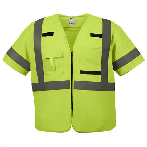 Milwaukee® 48-73-5143 Safety Vest, Hi-Viz Yellow, 600D Woven, Hook and Loop/Zipper Closure, 2XL/3XL