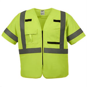 Milwaukee® 48-73-5141 Safety Vest, Hi-Viz Yellow, 600D Woven, Hook and Loop/Zipper Closure, S/M