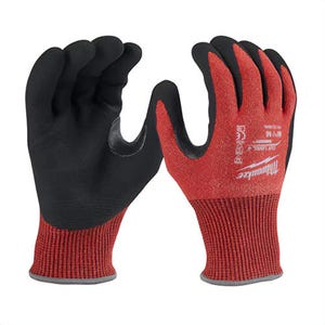 Milwaukee® 48-22-8947 Cut Level 4 Nitrile Dipped Gloves, Breathable Glove Design, Nitrile Coated, Red, L