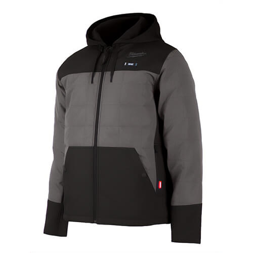 Milwaukee® 205G-21XL M12™ Heated Axis™ Hooded Jacket with M12™ Battery, Charger and Power Source, Wind/Water Resistant, Gray, XL