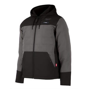Milwaukee® 205G-21XL M12™ Heated Axis™ Hooded Jacket with M12™ Battery, Charger and Power Source, Wind/Water Resistant, Gray, XL