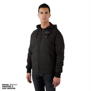 Milwaukee® 306B-212X M12™ Heated Hoodie with M12™ Battery, Charger and Battery Holder, 53% Cotton/47% Polyester, Black, 2XL